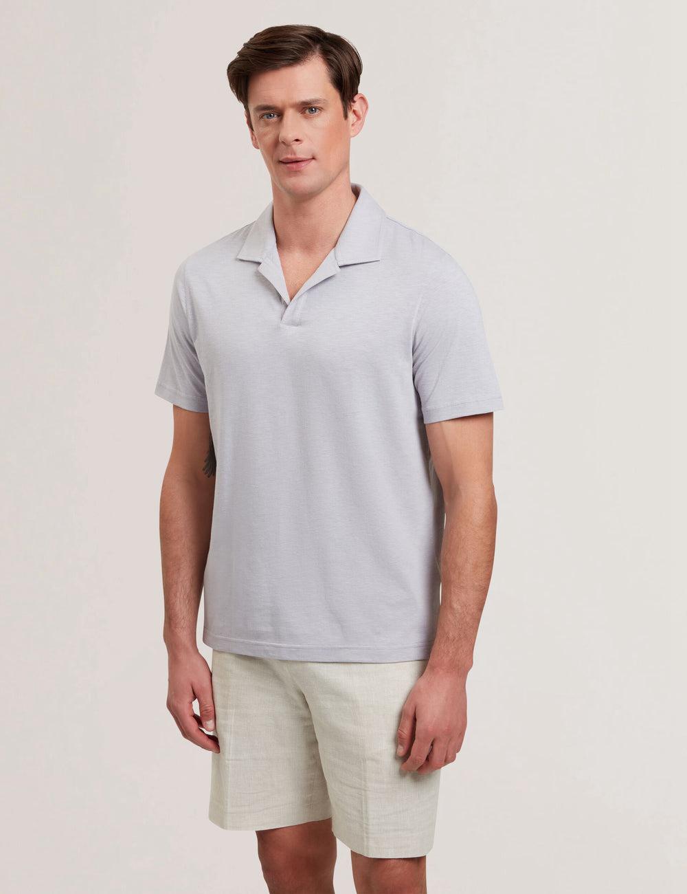 Purple Men Ted Baker ANITO - Cotton Linen Open Neck Polos Shirts | NZ  FKZE-72840