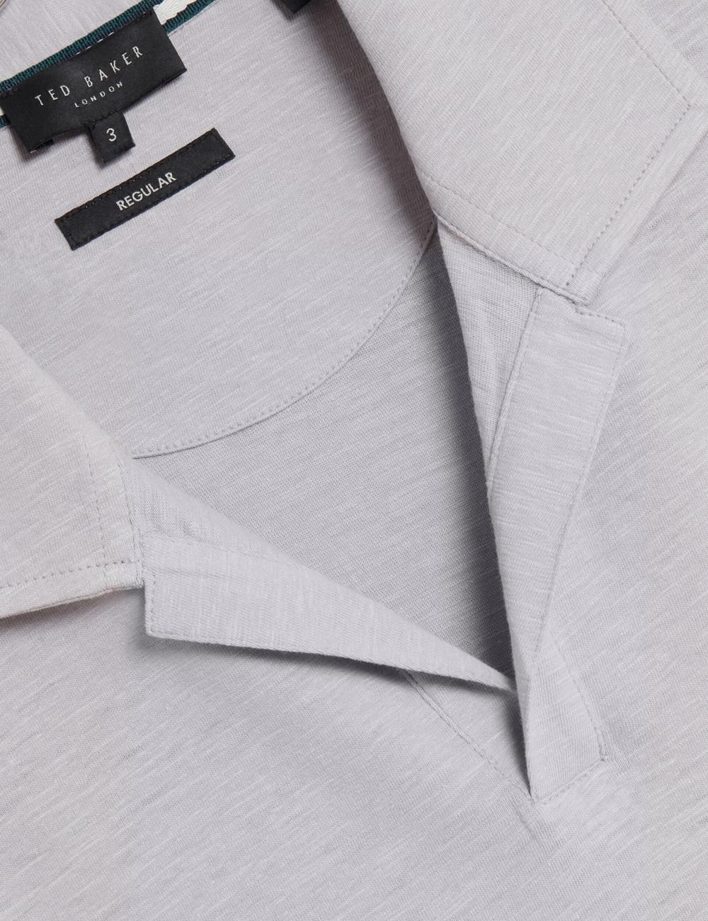 Purple Men Ted Baker ANITO - Cotton Linen Open Neck Polos Shirts | NZ  FKZE-72840