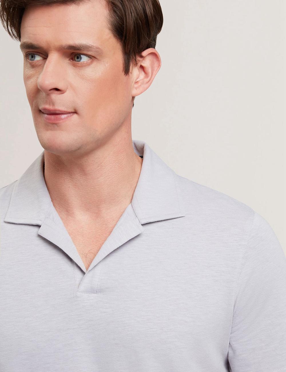 Purple Men Ted Baker ANITO - Cotton Linen Open Neck Polos Shirts | NZ  FKZE-72840