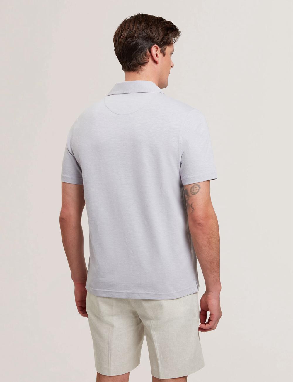Purple Men Ted Baker ANITO - Cotton Linen Open Neck Polos Shirts | NZ  FKZE-72840