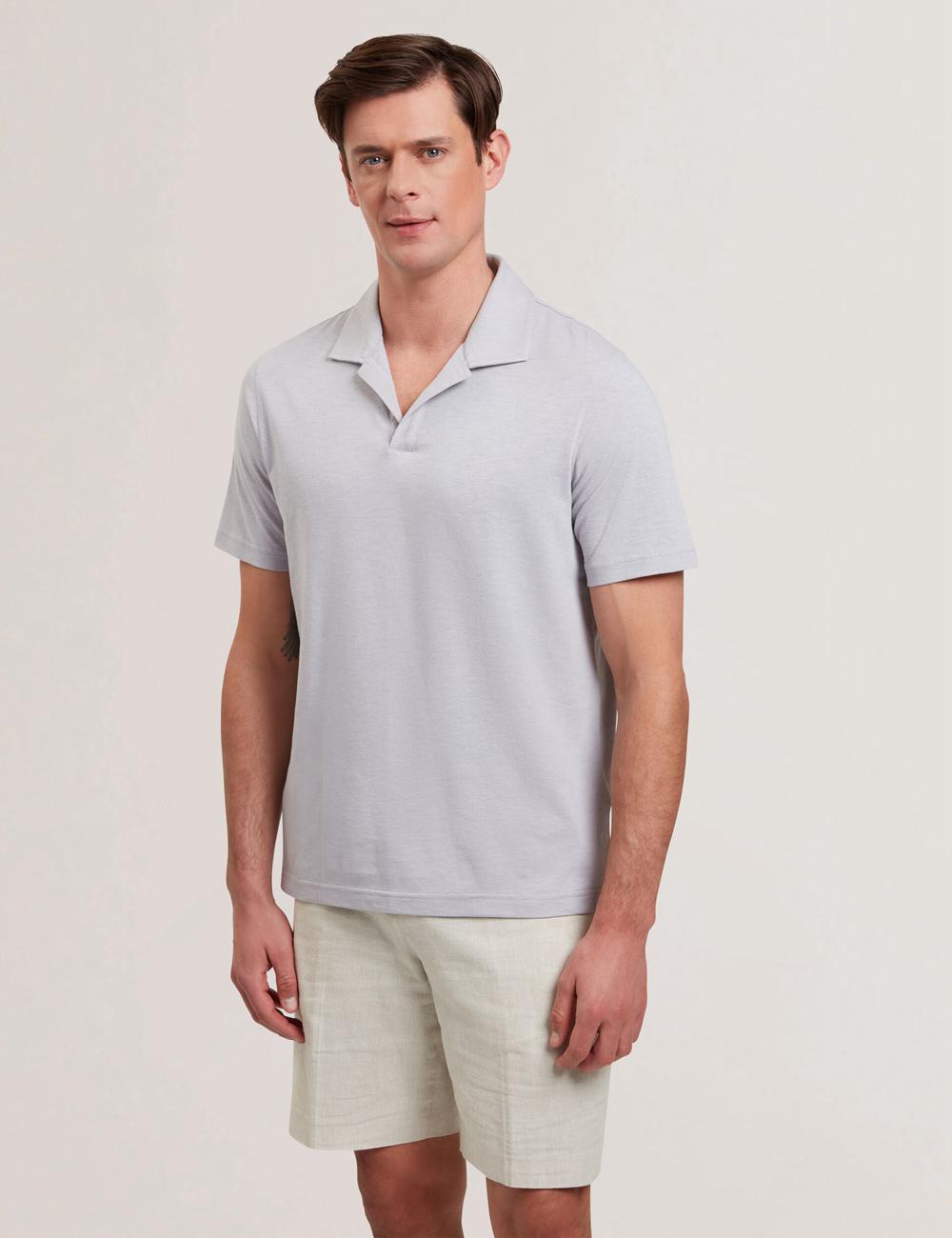 Purple Men Ted Baker ANITO - Cotton Linen Open Neck Polos Shirts | NZ  FKZE-72840
