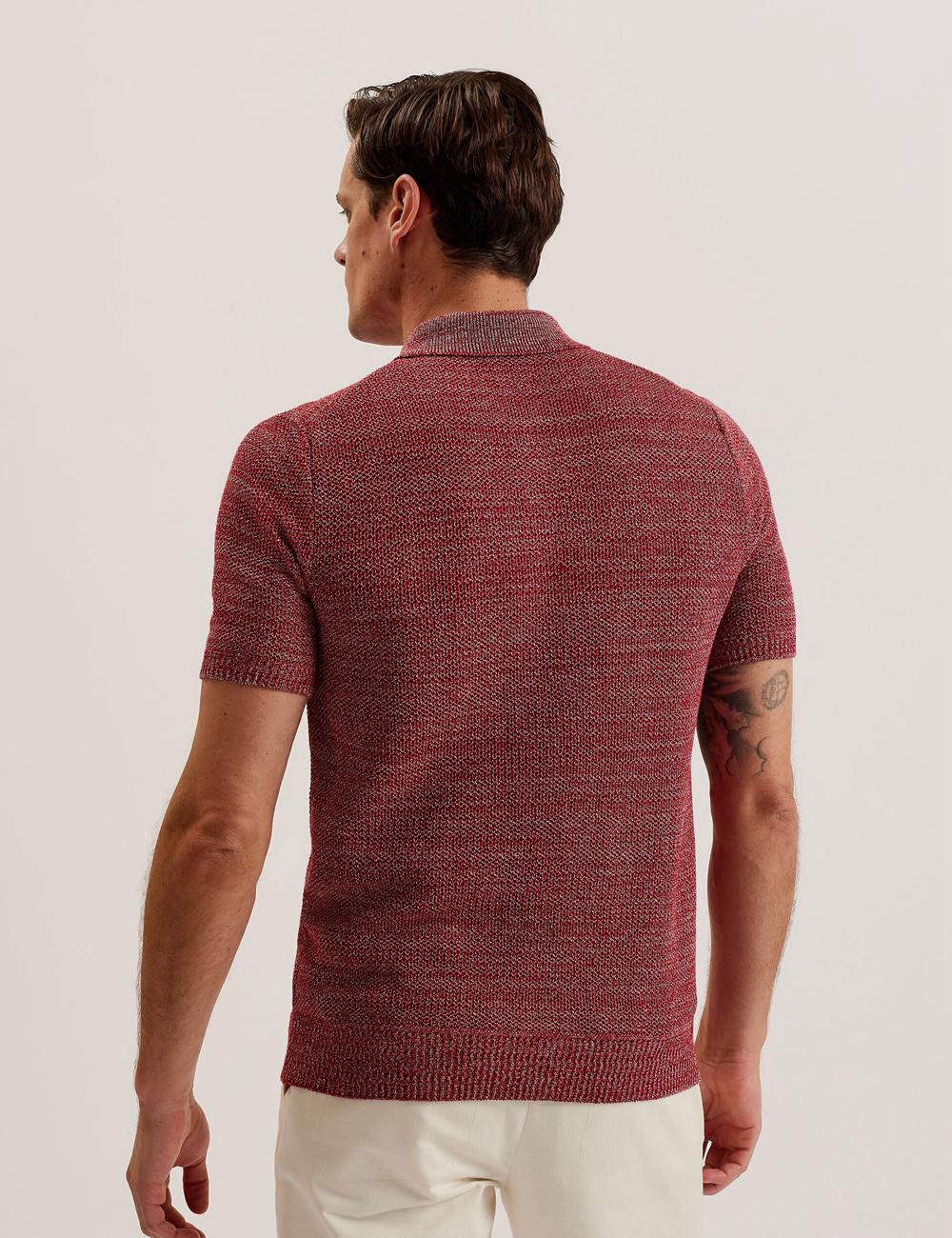 Red Men Ted Baker BLOSSAM - Space Dye Zip Neck Polos Shirts | NZ  AZFJ-69310