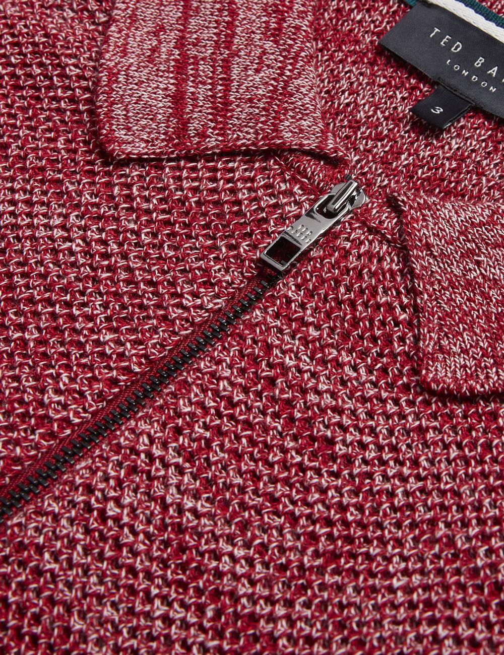 Red Men Ted Baker BLOSSAM - Space Dye Zip Neck Polos Shirts | NZ  AZFJ-69310