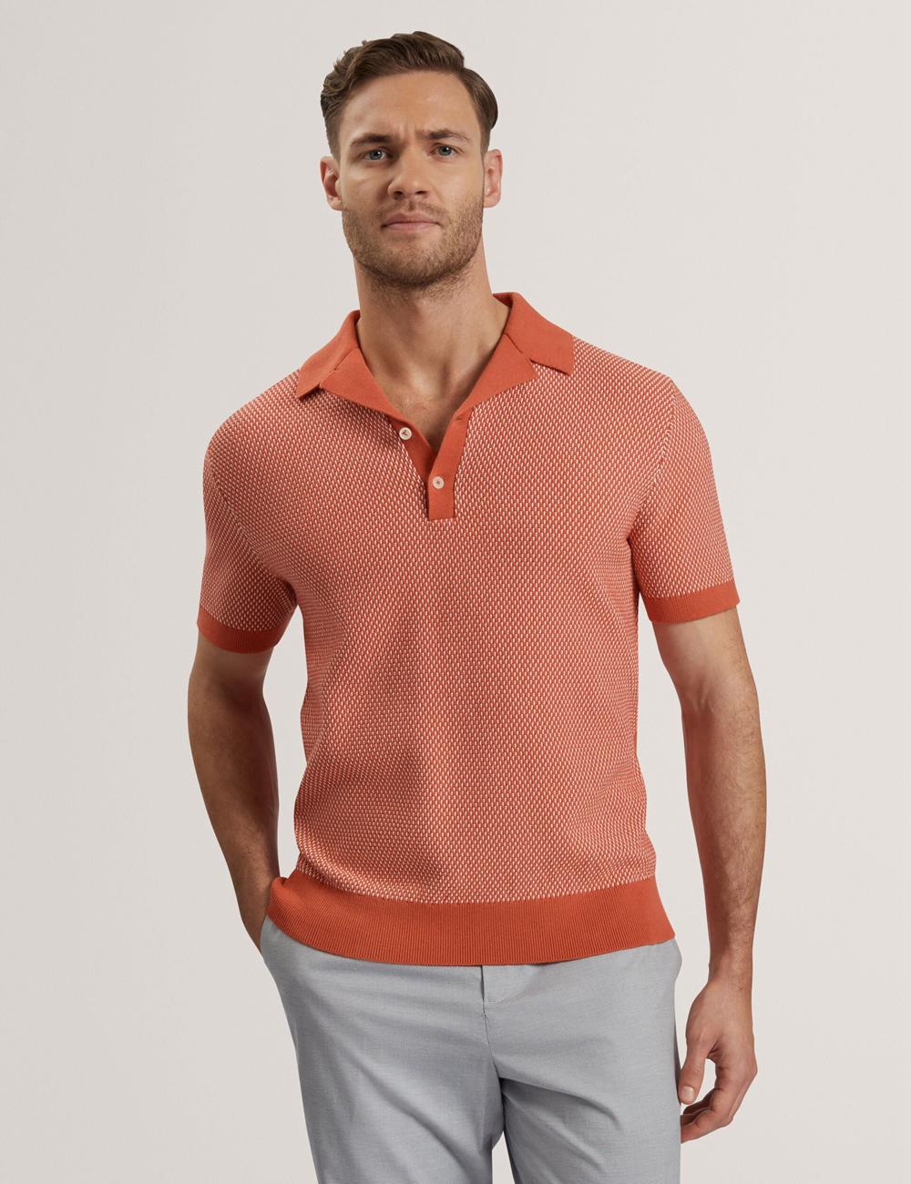 Red Men Ted Baker GREGRY - Short Sleeve Small Stitch Knitted Polos Shirts | NZ  MEUA-98014