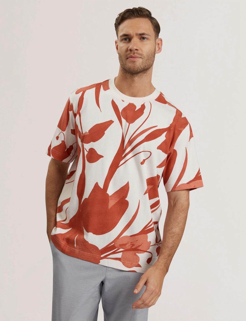 Red Men Ted Baker YIANNOS - Floral Print Heavyweight Cotton T-Shirts | NZ  NYIM-08452