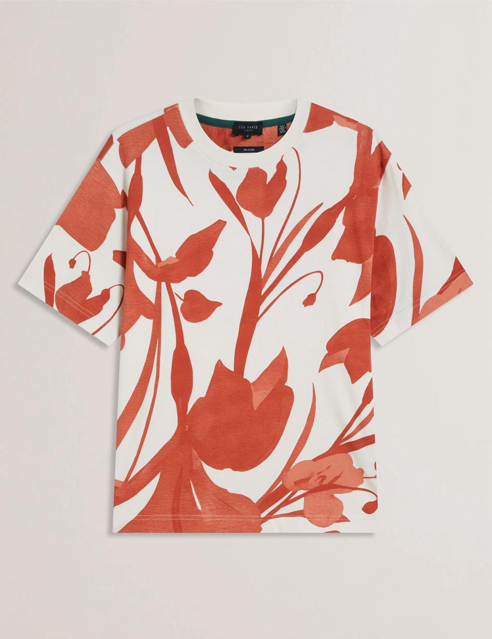 Red Men Ted Baker YIANNOS - Floral Print Heavyweight Cotton T-Shirts | NZ  NYIM-08452