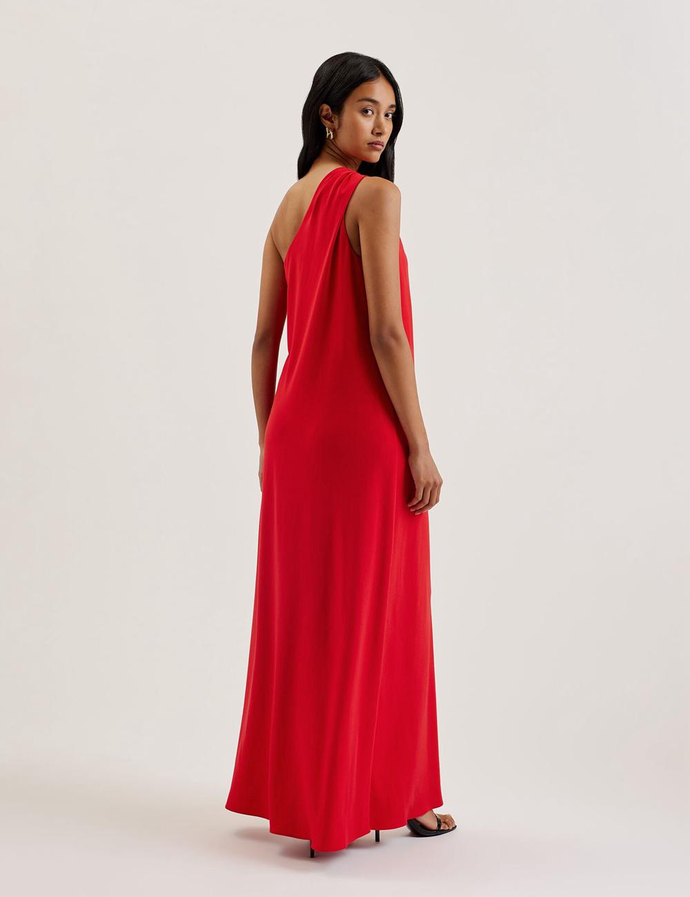 Red Women Ted Baker AISLI - One Shoulder Woven Maxi Dresses | NZ  TOBU-56817