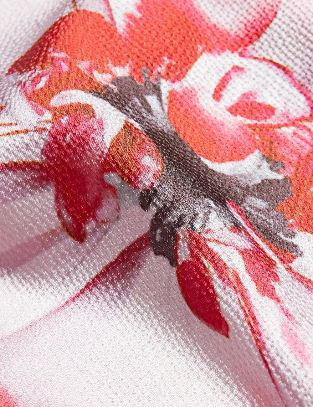 Red Women Ted Baker KOHANA - Floral Satin High Neck Sleeveless Top Blouses | NZ  VRPE-51870