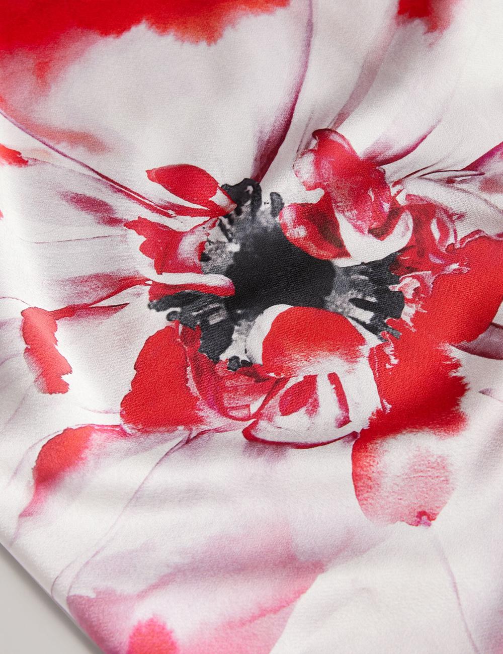 Red Women Ted Baker NASINU - Printed Satin Batwing Sleeve Midi Dresses | NZ  KDAT-43869