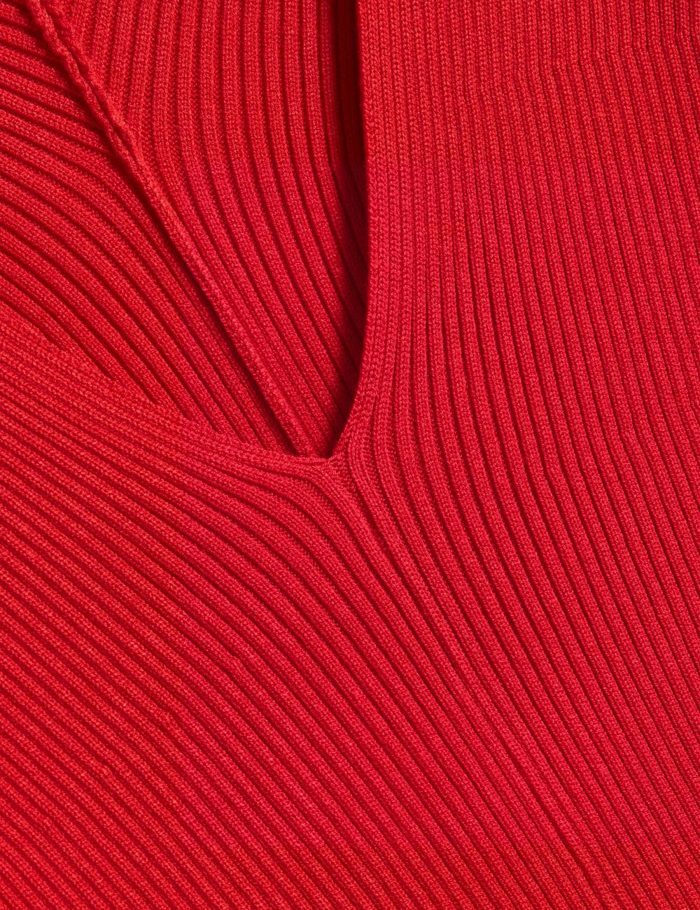 Red Women Ted Baker PRICILA - Shaped Sleeve Knitted Bodycon Midi Dresses | NZ  SBCJ-52309