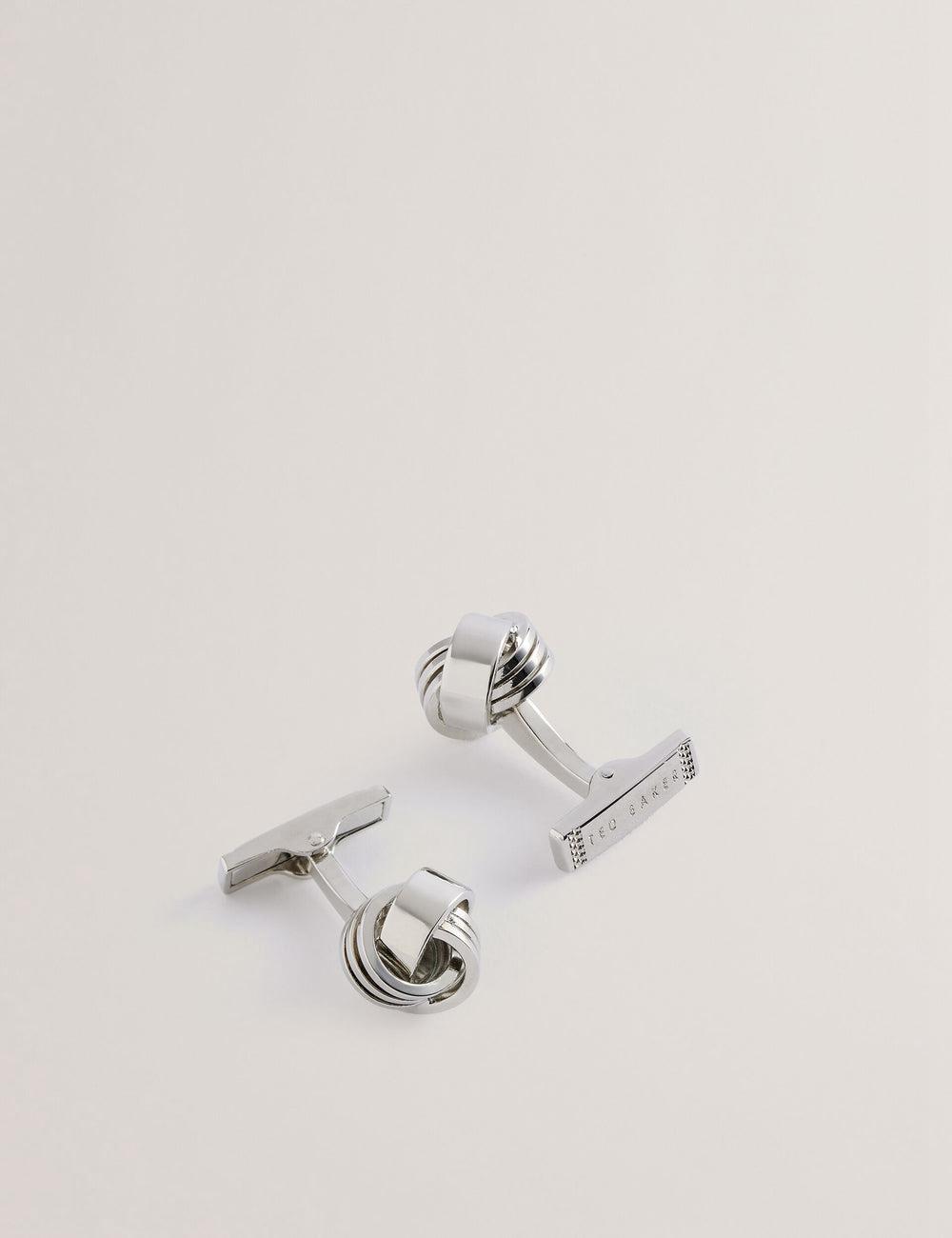 Silver Men Ted Baker KNOTED - Knotted Shiny Metal Cufflinks | NZ  RHJL-47961