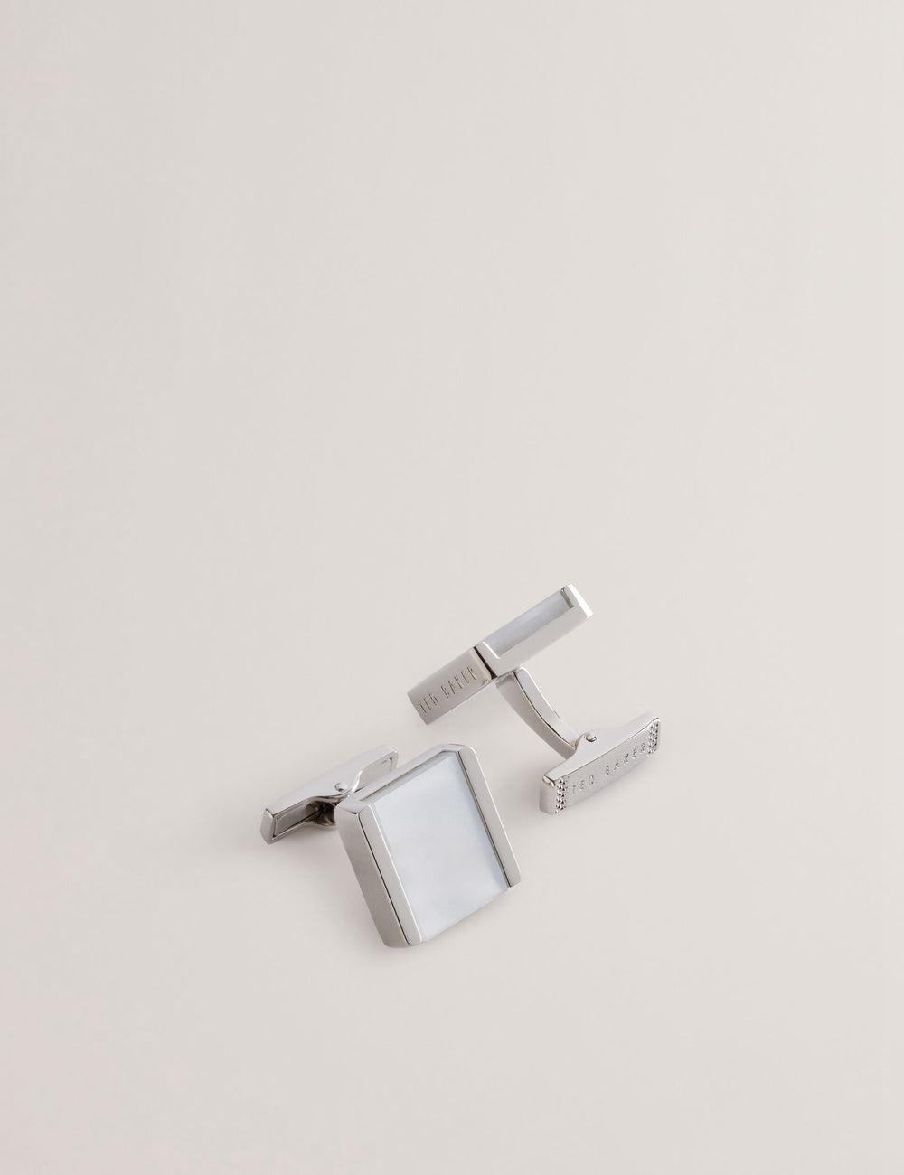 Silver Men Ted Baker PAYDEN - Pearlescent Stone Square Cufflinks | NZ  FNSI-38059