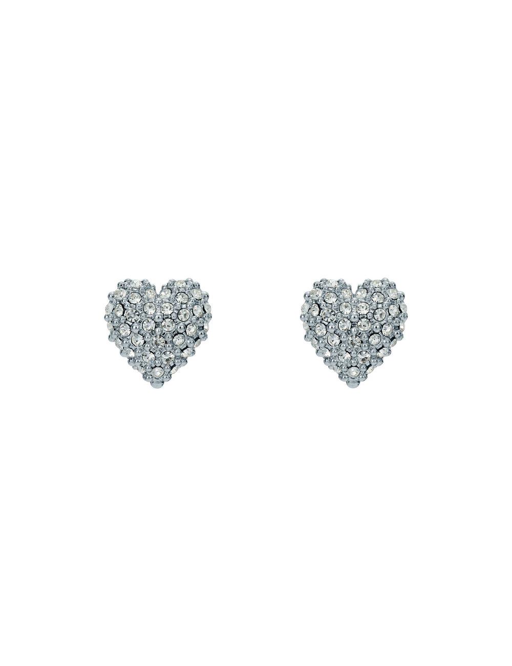 Silver Women Ted Baker ADORAA - Crystal Heart Stud Earrings | NZ  FZSA-03271