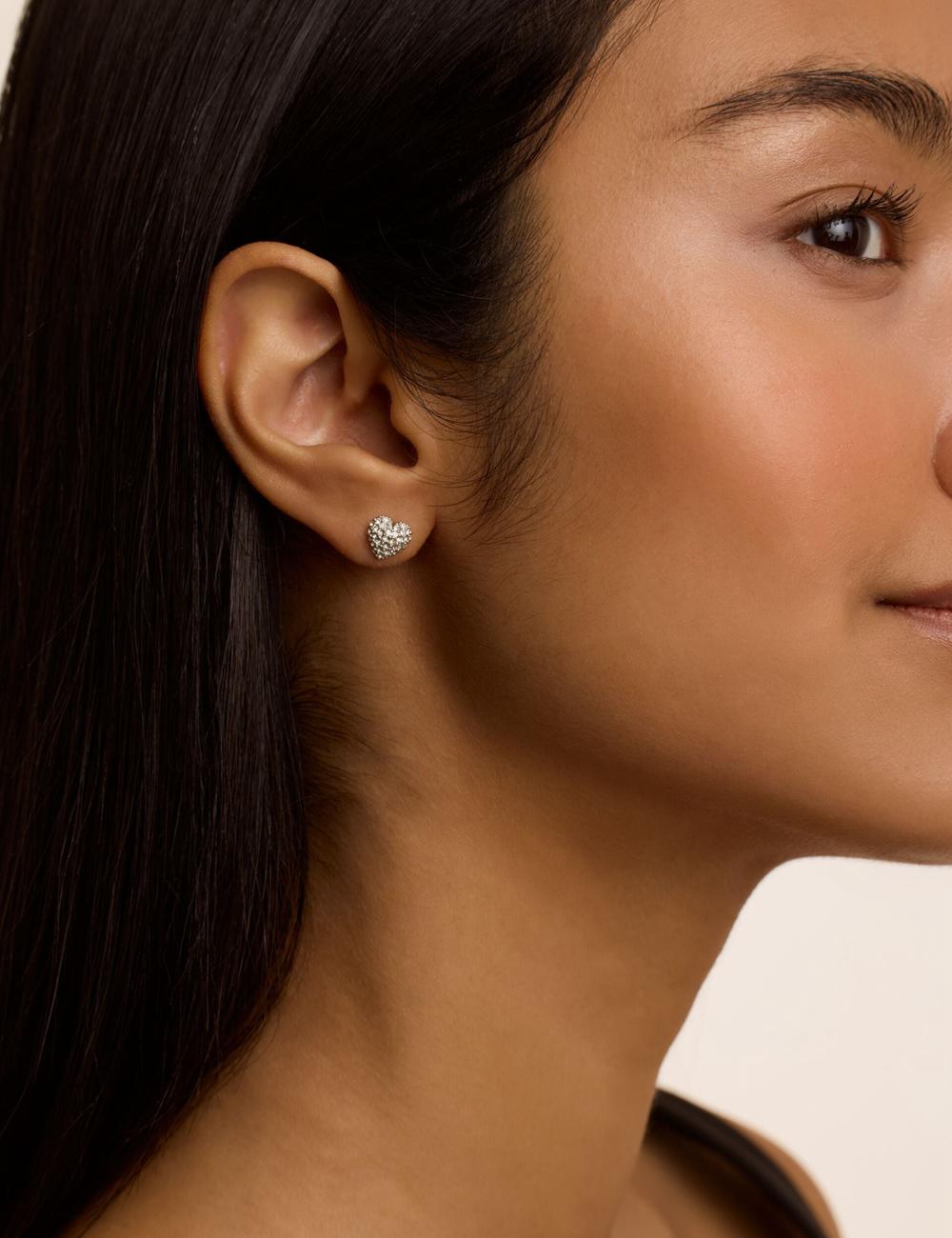 Silver Women Ted Baker ADORAA - Crystal Heart Stud Earrings | NZ  FZSA-03271