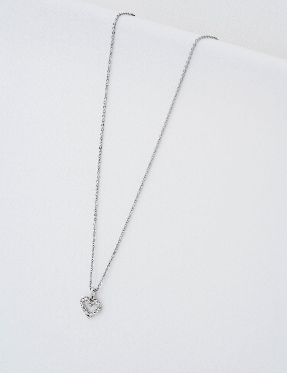 Silver Women Ted Baker AMORE - Crystal Open Heart Pendant Necklaces | NZ  JKGH-31068