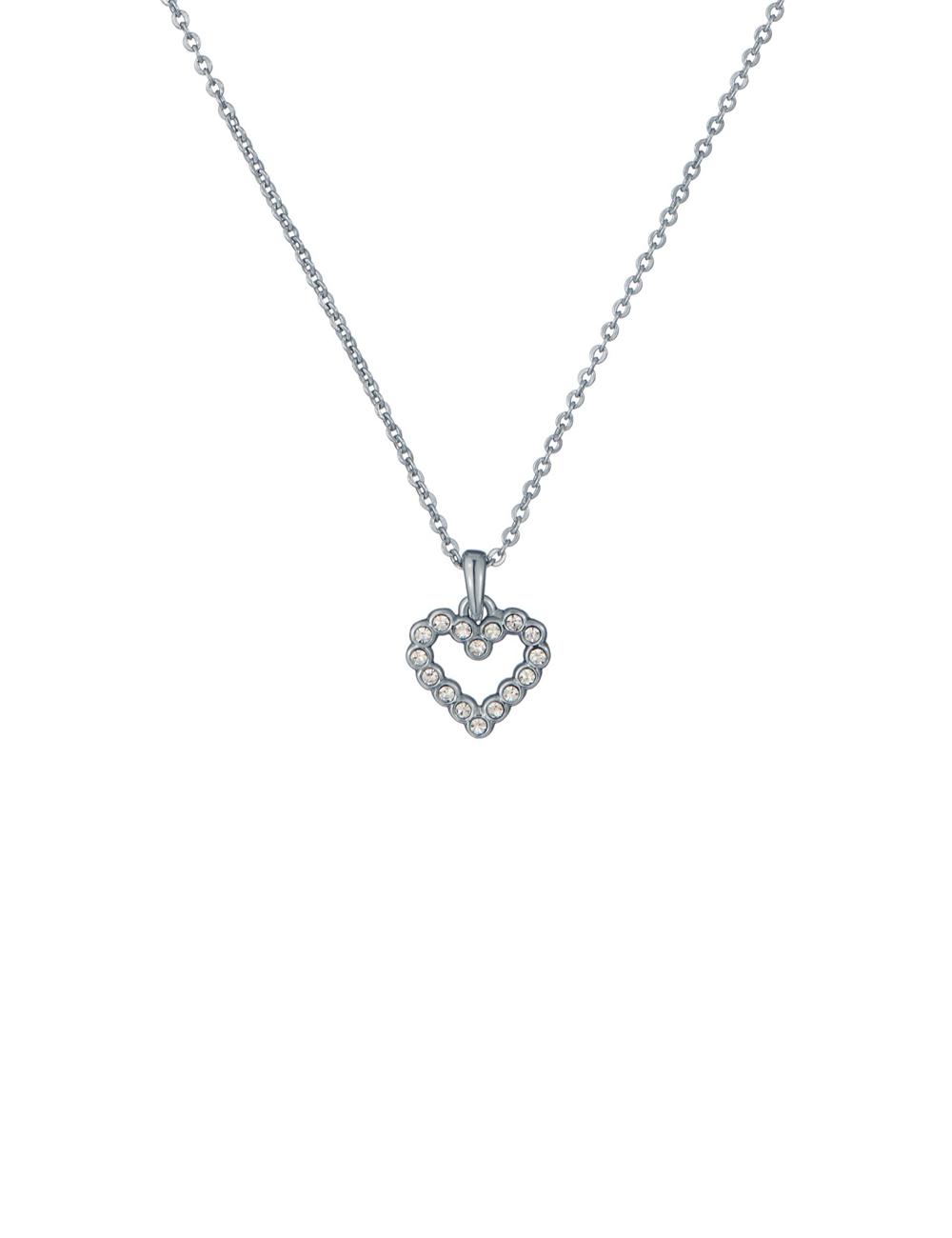 Silver Women Ted Baker AMORE - Crystal Open Heart Pendant Necklaces | NZ  JKGH-31068