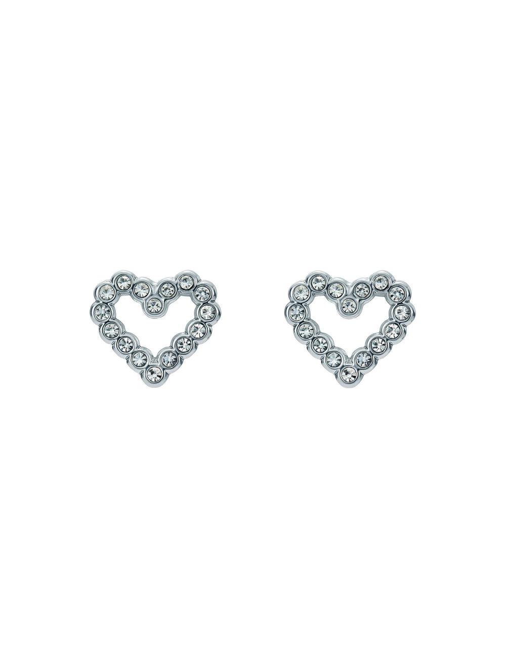 Silver Women Ted Baker AMORINA - Crystal Open Heart Stud Earrings | NZ  LTPJ-71459