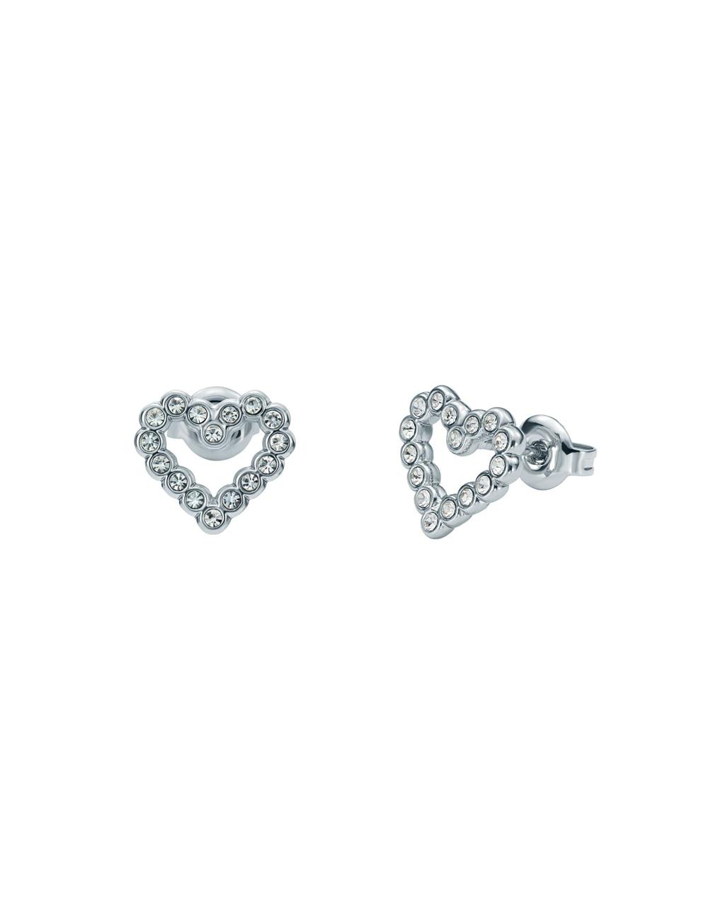 Silver Women Ted Baker AMORINA - Crystal Open Heart Stud Earrings | NZ  LTPJ-71459
