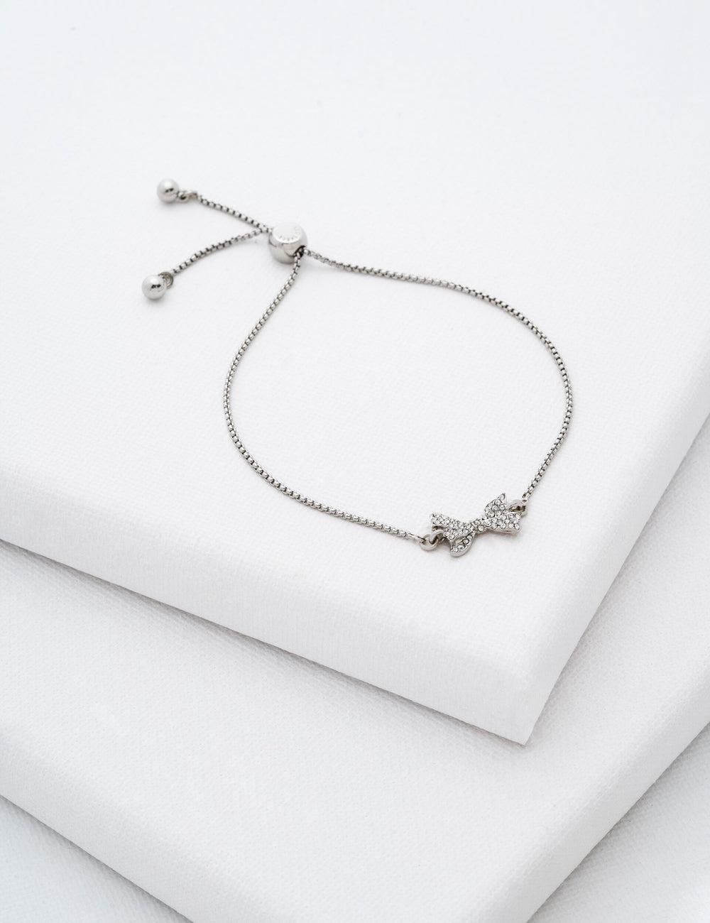 Silver Women Ted Baker BARSET - Crystal Bow Adjustable Bracelets | NZ  MACN-46912