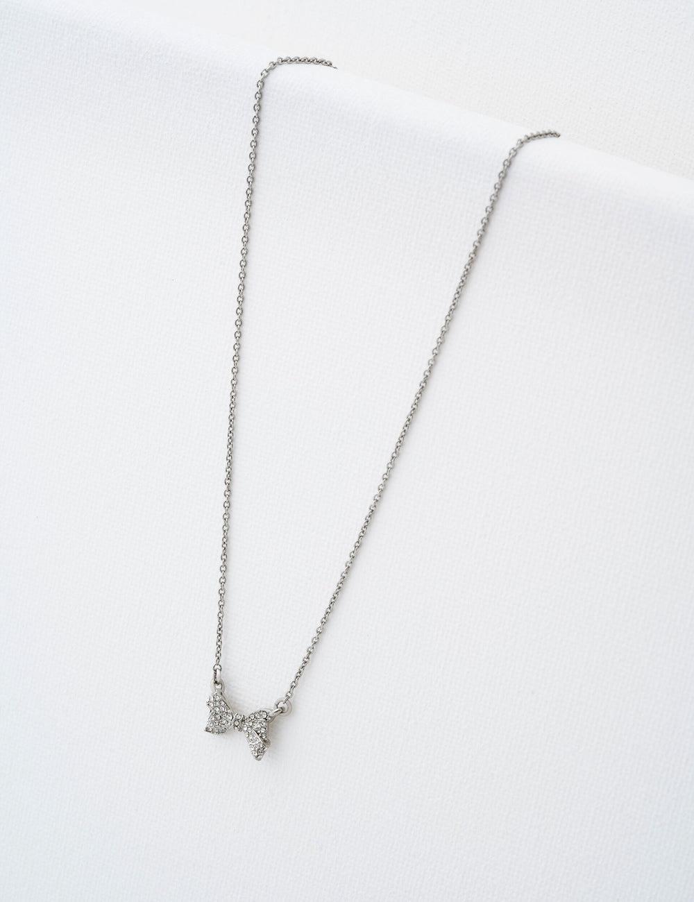 Silver Women Ted Baker BARSIE - Crystal Bow Pendant Necklaces | NZ  ALUD-40582