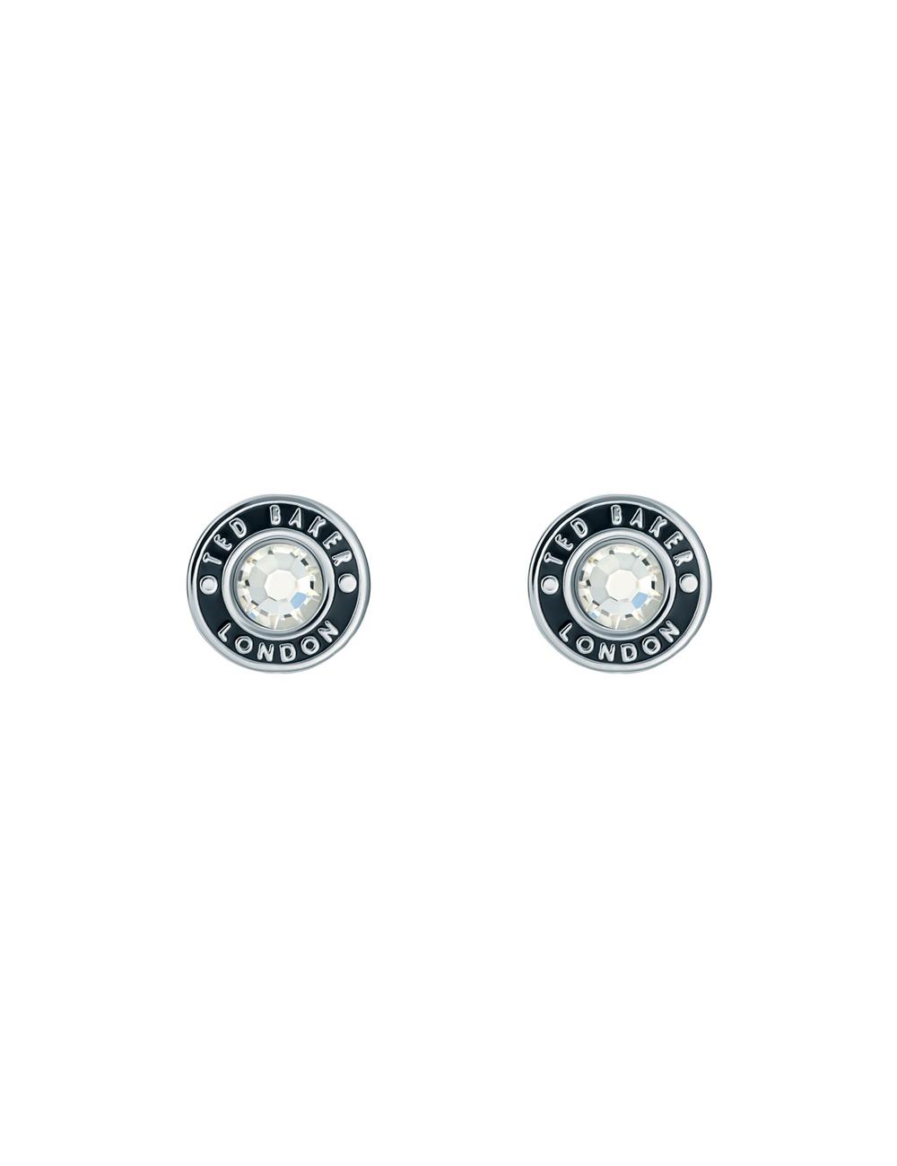Silver Women Ted Baker CHERELLE - Branded Crystal Button Stud Earrings | NZ  BHJW-64032