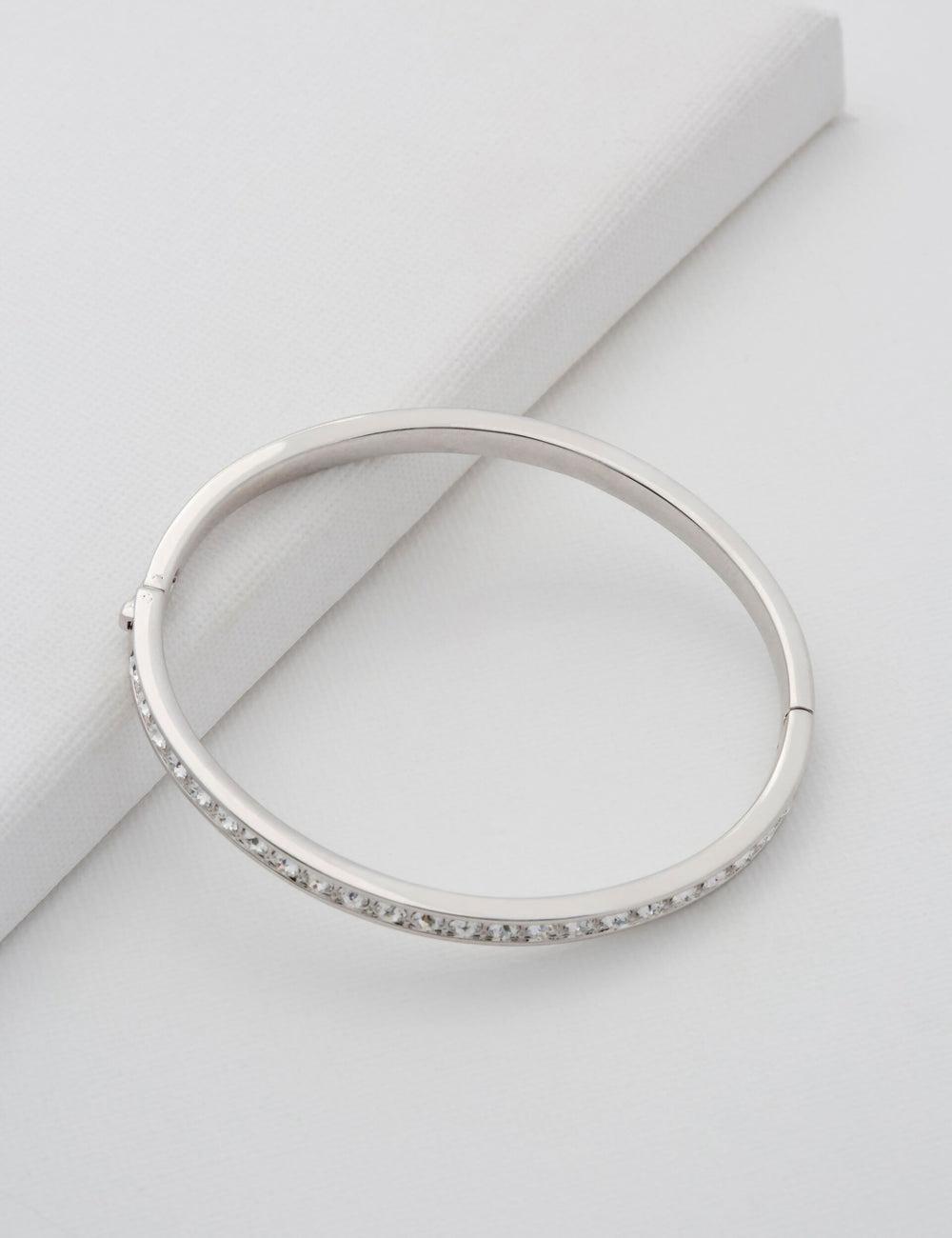 Silver Women Ted Baker CLEMARA - Crystal Hinge Bangle Bracelets | NZ  NEXL-17052