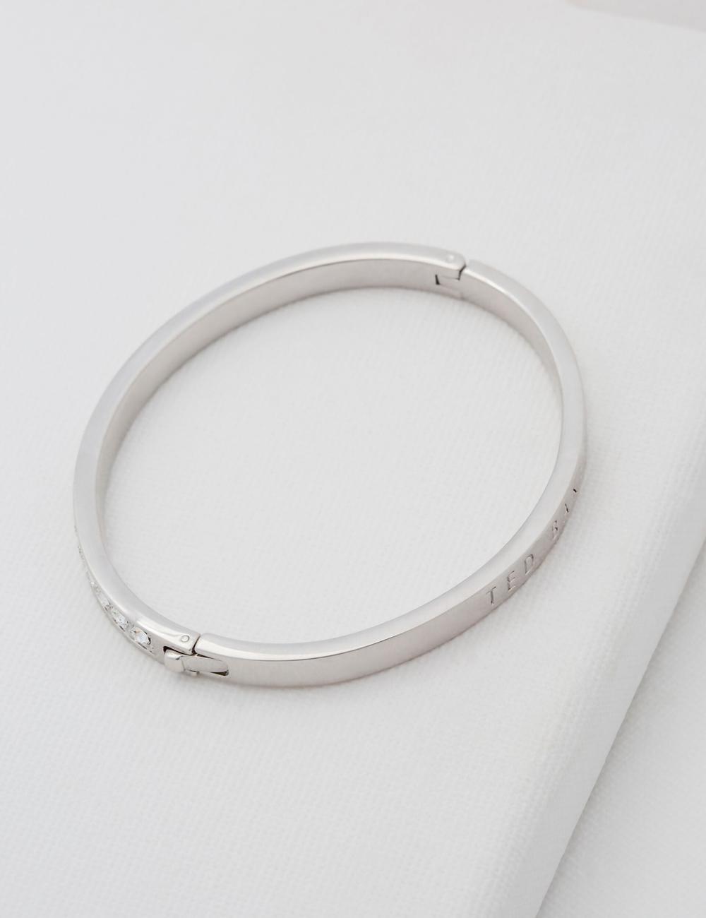 Silver Women Ted Baker CLEMARA - Crystal Hinge Bangle Bracelets | NZ  NEXL-17052