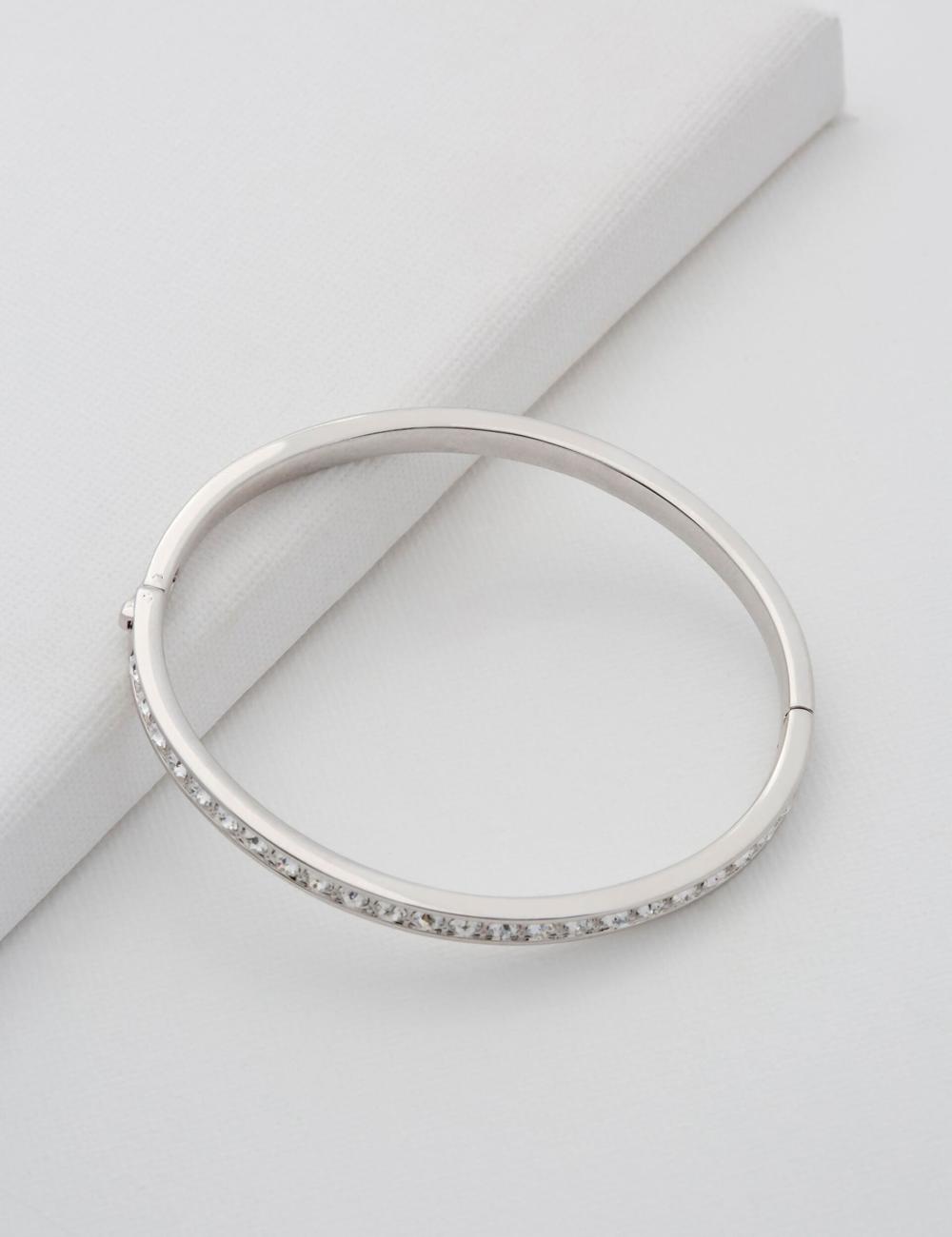 Silver Women Ted Baker CLEMARA - Crystal Hinge Bangle Bracelets | NZ  NEXL-17052