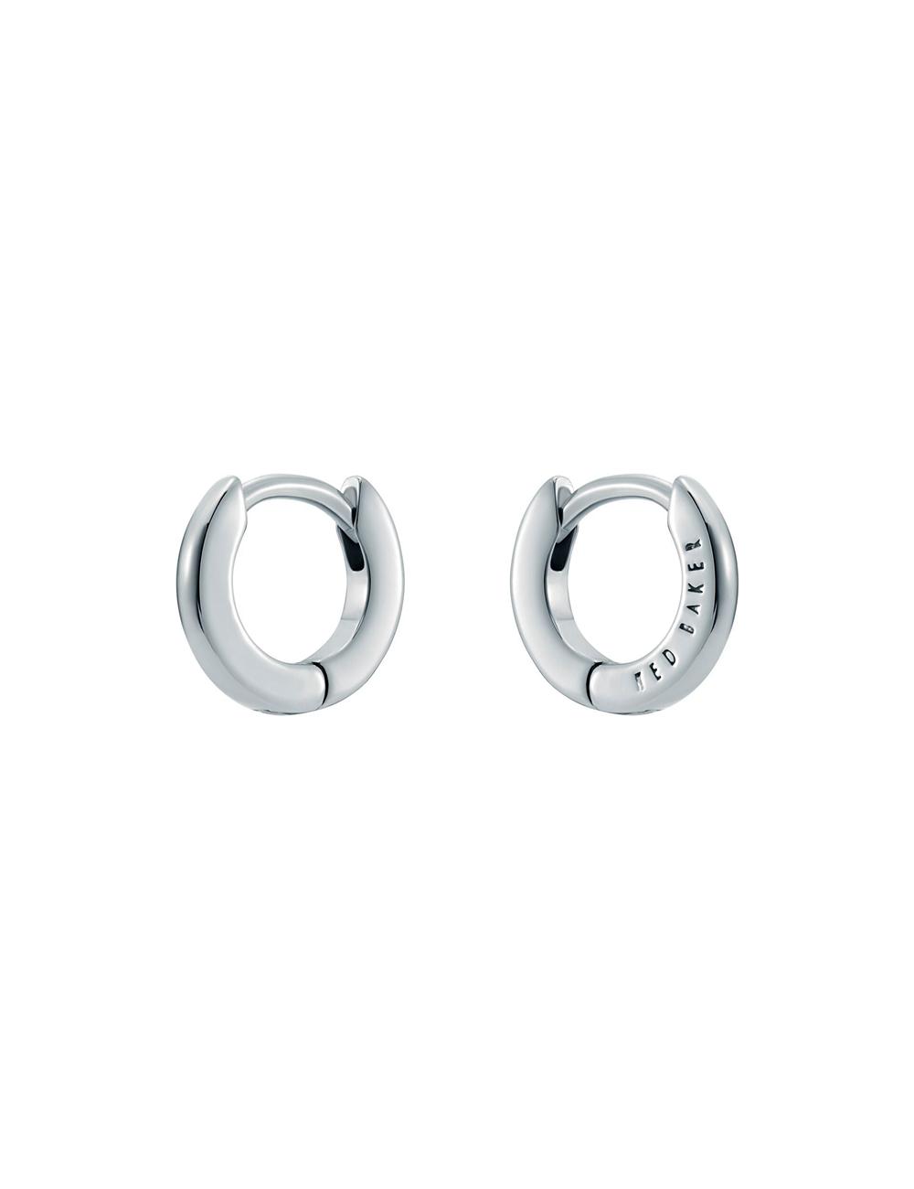 Silver Women Ted Baker CRISETE - Engraved Logo Huggie Hoop Earrings | NZ  ORZQ-59276