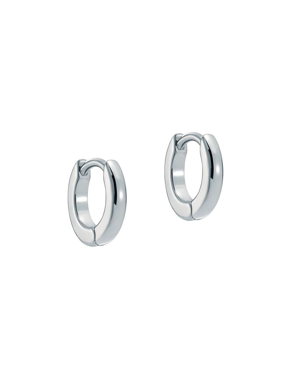 Silver Women Ted Baker CRISETE - Engraved Logo Huggie Hoop Earrings | NZ  ORZQ-59276