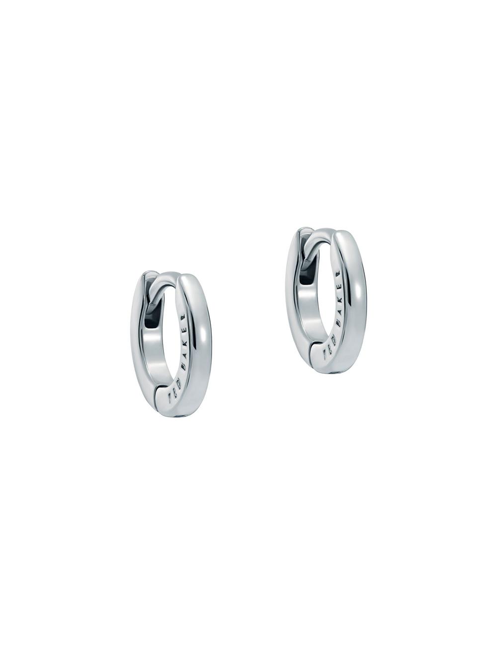 Silver Women Ted Baker CRISETE - Engraved Logo Huggie Hoop Earrings | NZ  ORZQ-59276