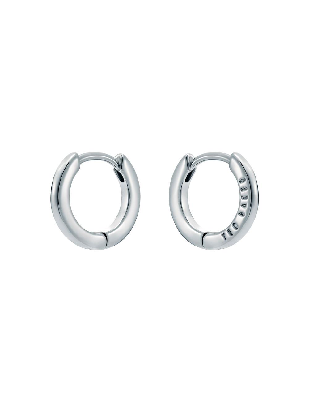 Silver Women Ted Baker CRISLIE - Engraved Logo Small Hoop Earrings | NZ  OGEW-29841