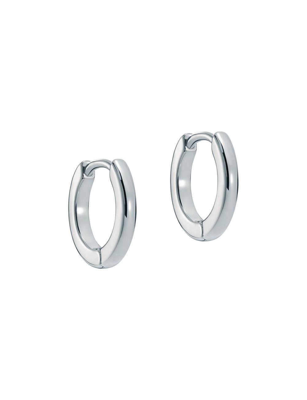 Silver Women Ted Baker CRISLIE - Engraved Logo Small Hoop Earrings | NZ  OGEW-29841