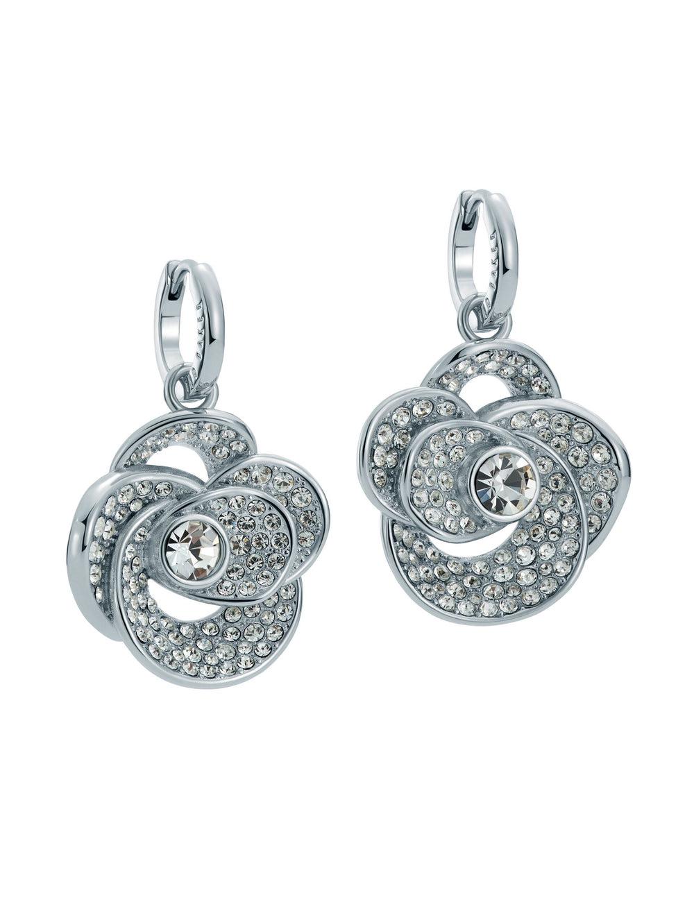 Silver Women Ted Baker FLORENCE - Crystal Flower Pendant Huggie Earrings | NZ  DPEI-60579