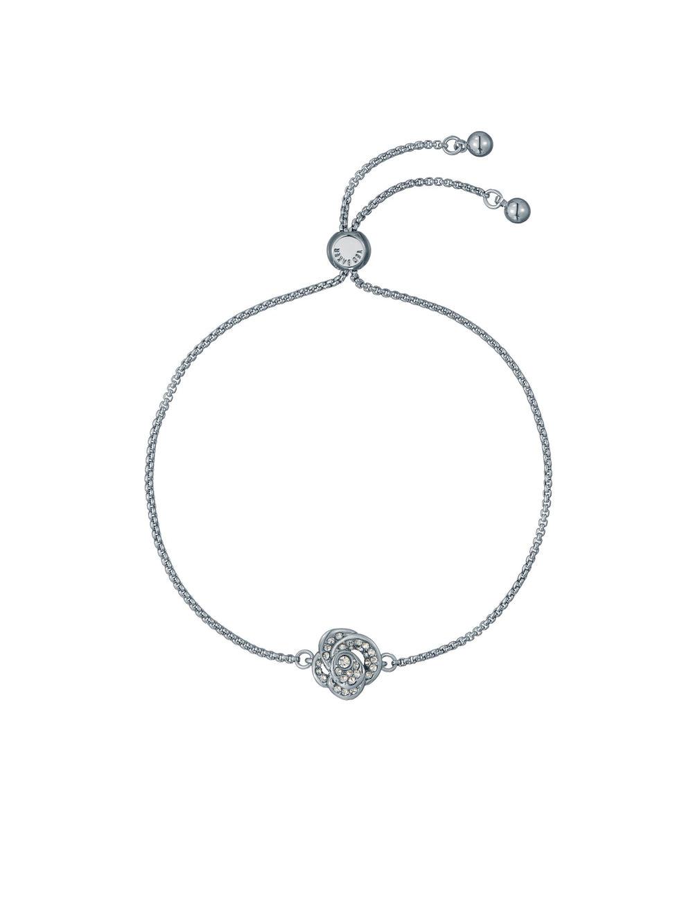 Silver Women Ted Baker FLORINA - Crystal Flower Adjustable Slider Bracelets | NZ  HBSL-25817