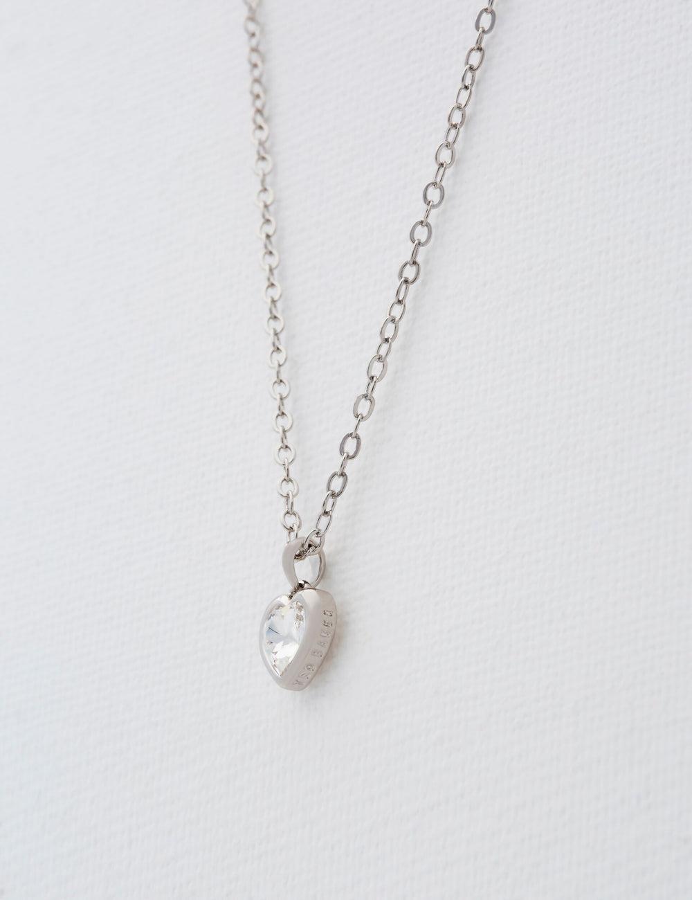 Silver Women Ted Baker HANNELA - Solitaire Crystal Heart Pendant Necklaces | NZ  QPVD-95278