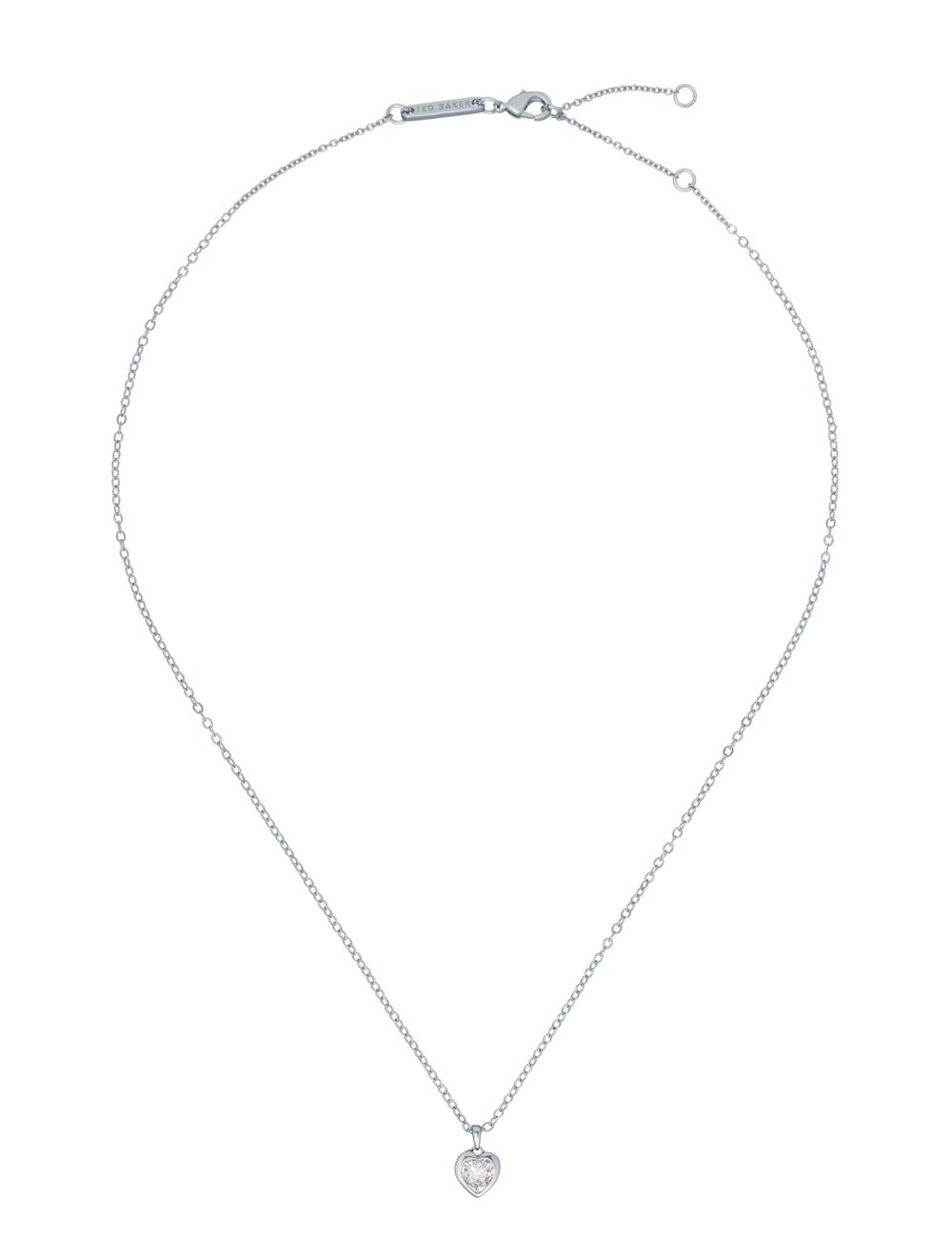 Silver Women Ted Baker HANNELA - Solitaire Crystal Heart Pendant Necklaces | NZ  QPVD-95278