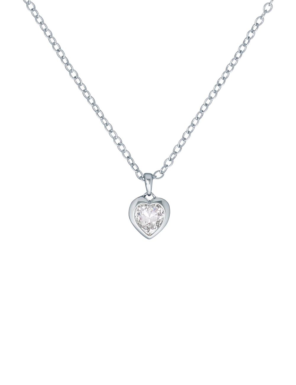 Silver Women Ted Baker HANNELA - Solitaire Crystal Heart Pendant Necklaces | NZ  QPVD-95278