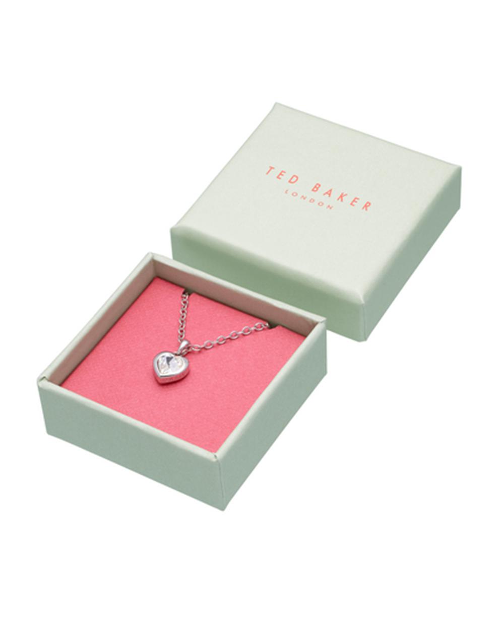 Silver Women Ted Baker HANNELA - Solitaire Crystal Heart Pendant Necklaces | NZ  QPVD-95278