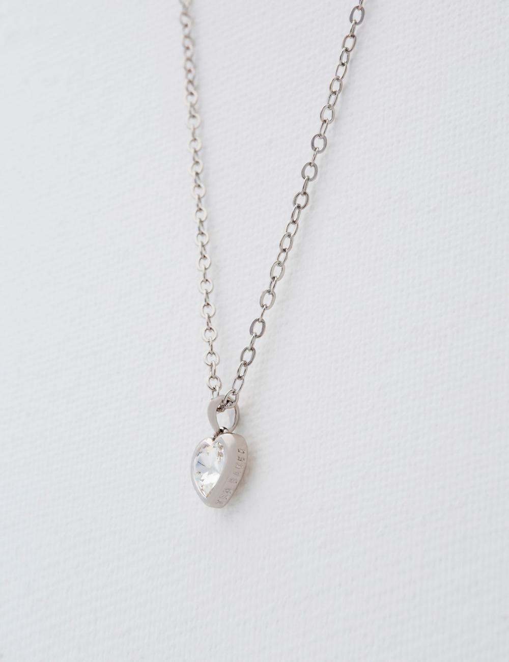 Silver Women Ted Baker HANNELA - Solitaire Crystal Heart Pendant Necklaces | NZ  QPVD-95278