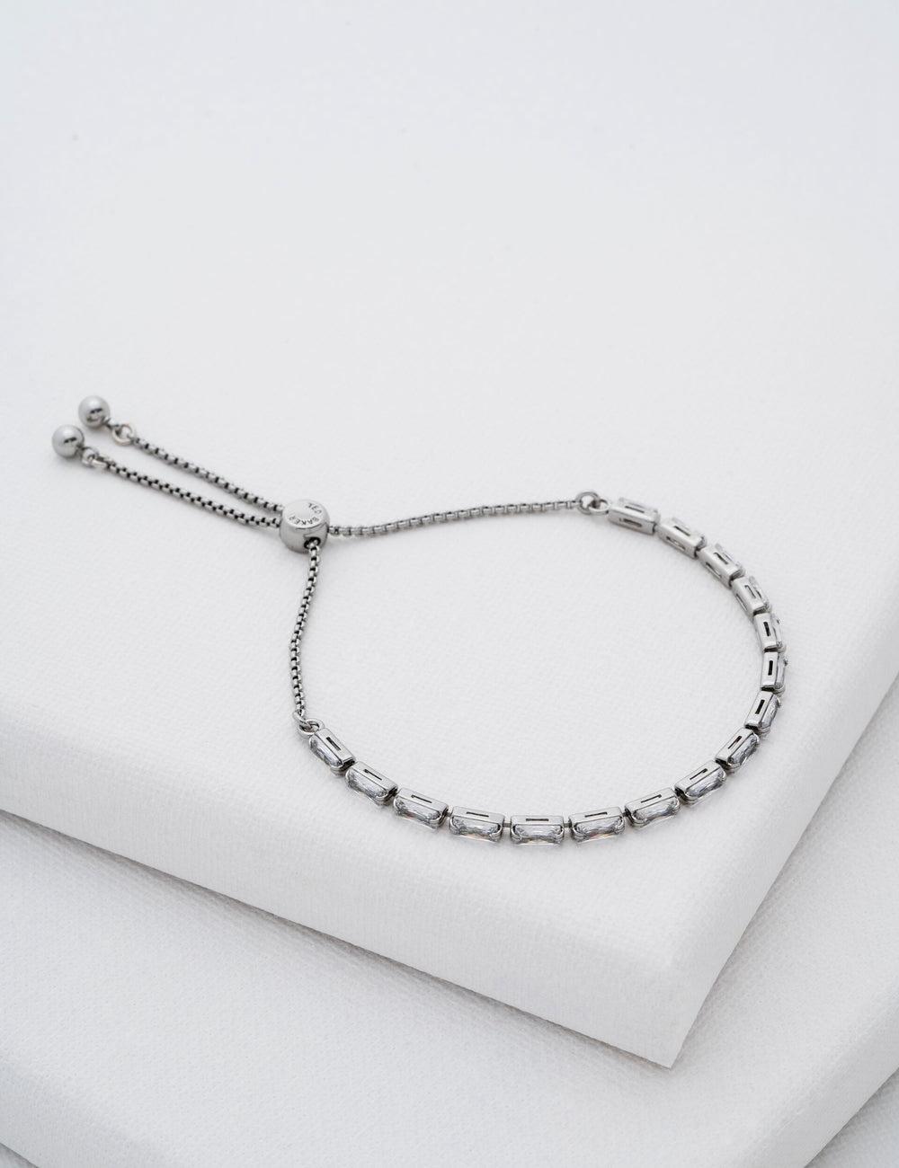 Silver Women Ted Baker ISELA - Baguette Crystal Slider Tennis Bracelets | NZ  NSJK-75306
