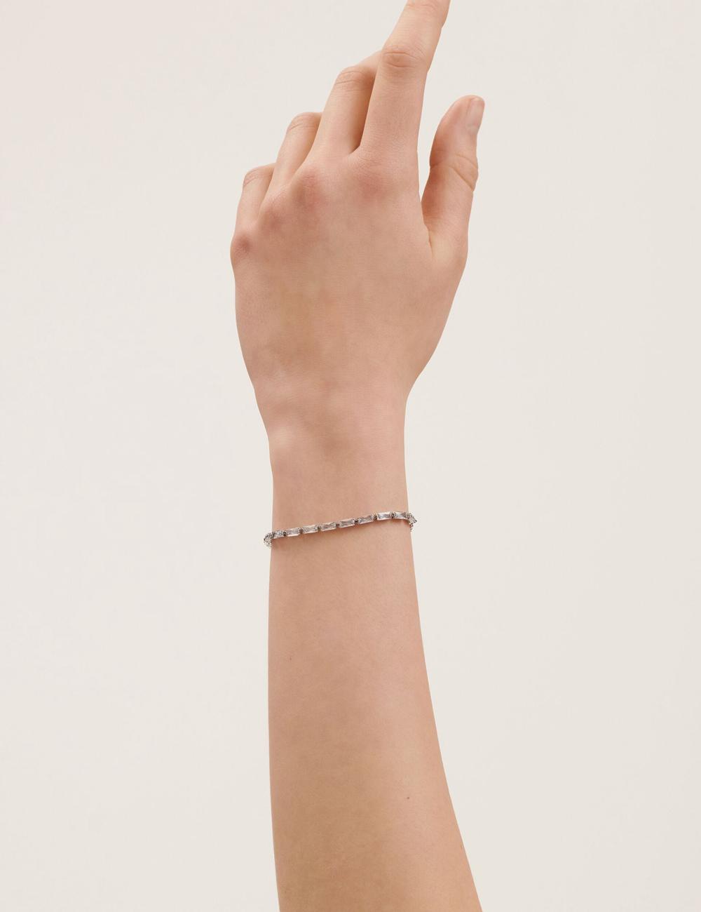 Silver Women Ted Baker ISELA - Baguette Crystal Slider Tennis Bracelets | NZ  NSJK-75306