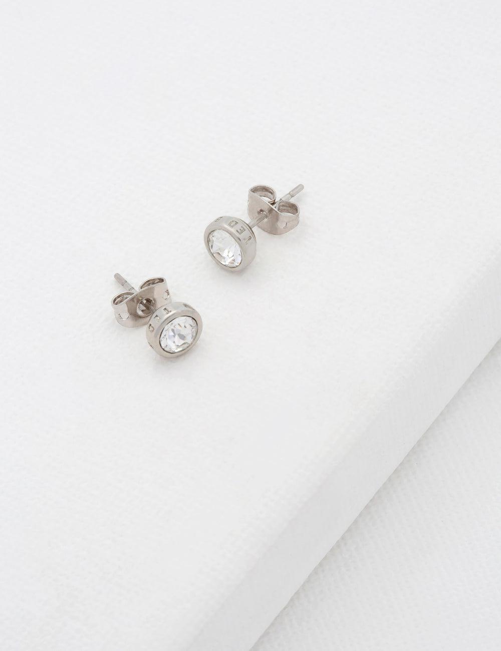 Silver Women Ted Baker SINAA - Solitaire Crystal Stud Earrings | NZ  MQJU-42698