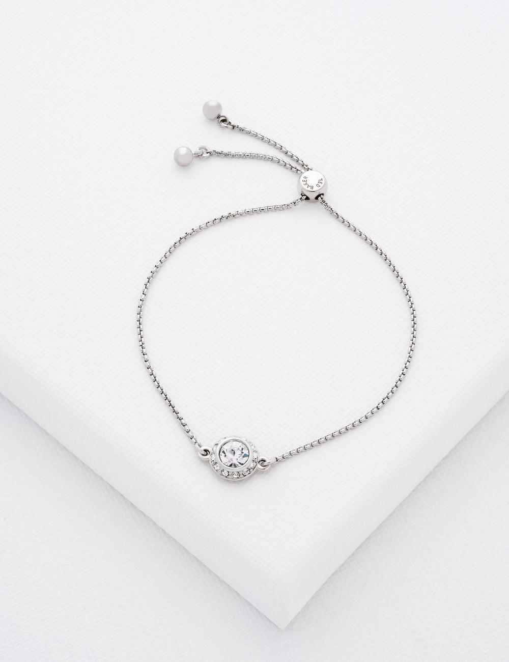 Silver Women Ted Baker SOLETA - Solitaire Sparkle Crystal Adjustable Bracelets | NZ  DMYC-46932
