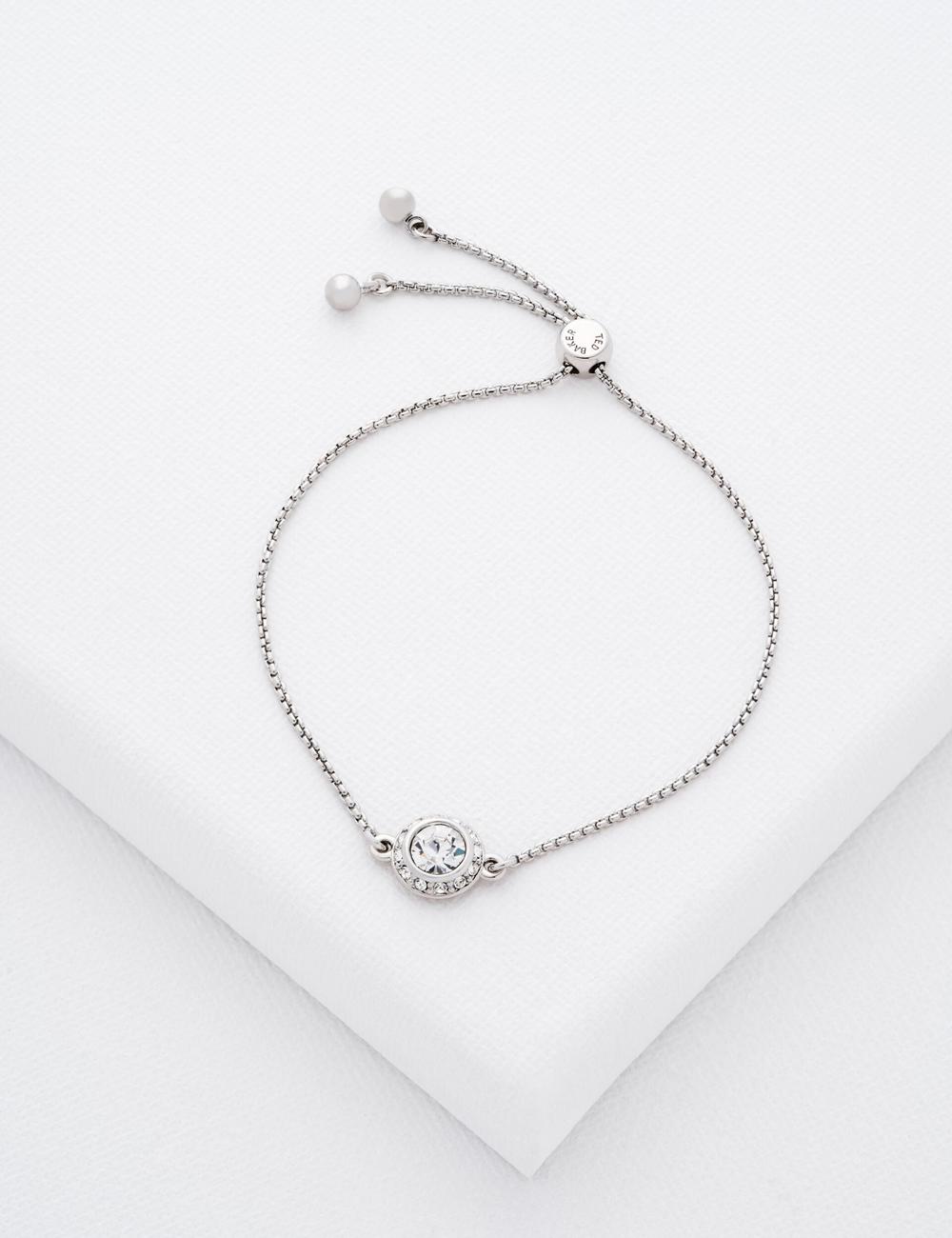 Silver Women Ted Baker SOLETA - Solitaire Sparkle Crystal Adjustable Bracelets | NZ  DMYC-46932