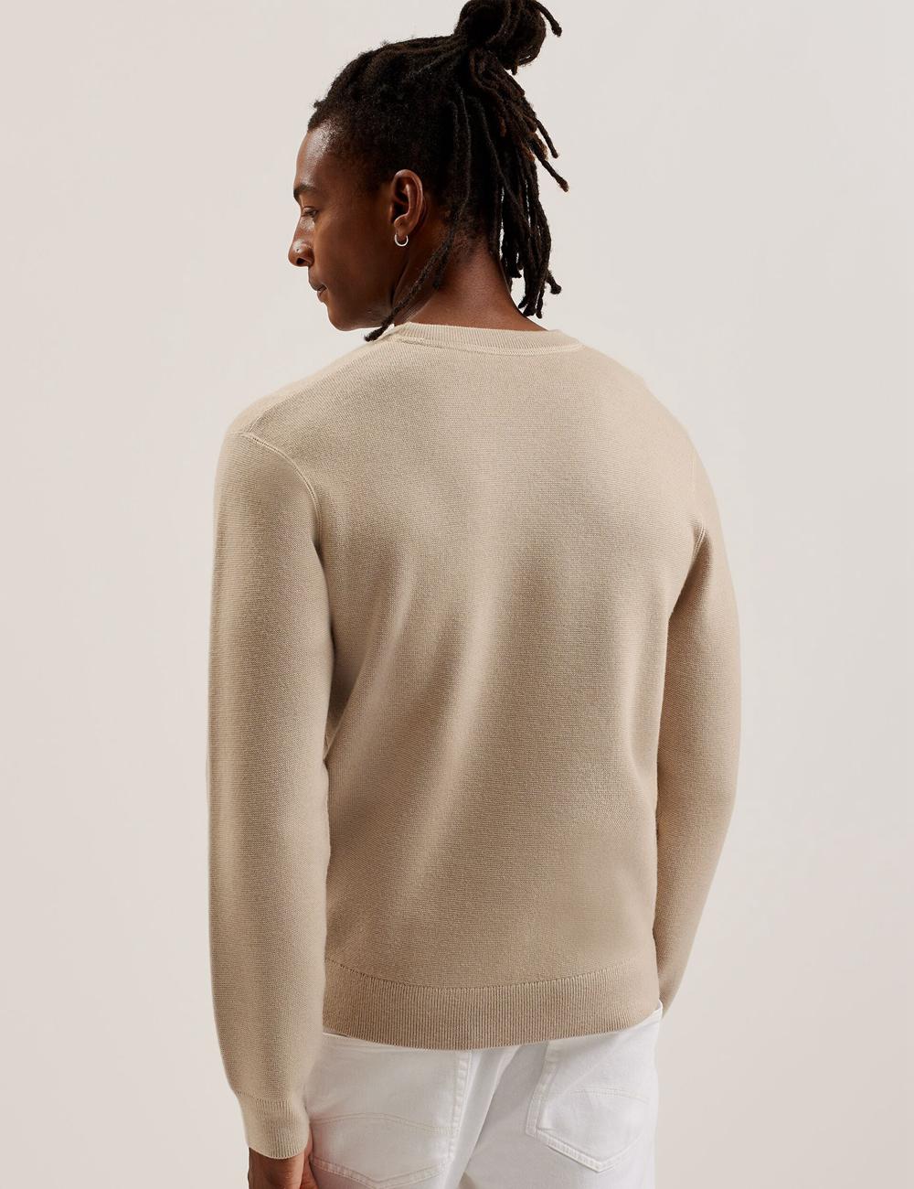 Taupe Men Ted Baker OLMSTE - Boucle Wool Blend Crew Neck Jumpers | NZ  IBJE-72598