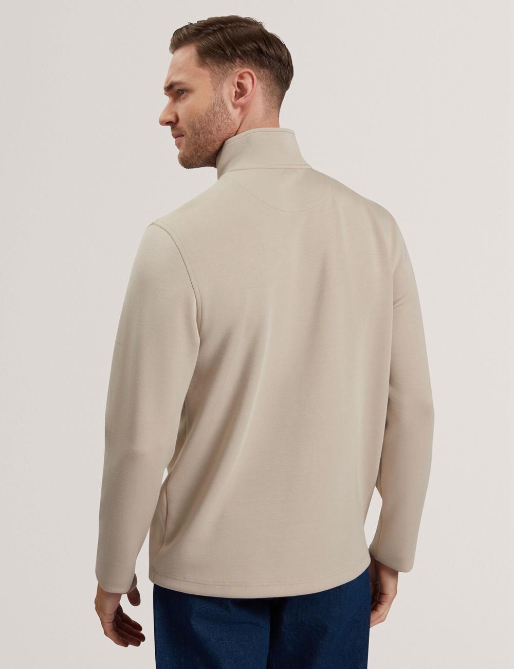 Taupe Men Ted Baker SIMONEA - Textured Panel Half-Zip Modal Sweatshirts | NZ  CHPU-61790