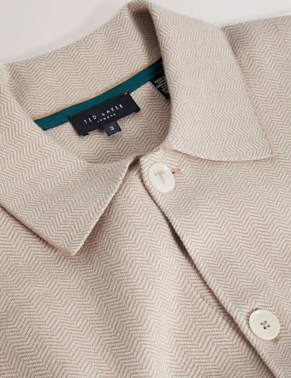 Taupe Men Ted Baker THIMON - Herringbone Knit Button-Up Jackets | NZ  RJYW-08543