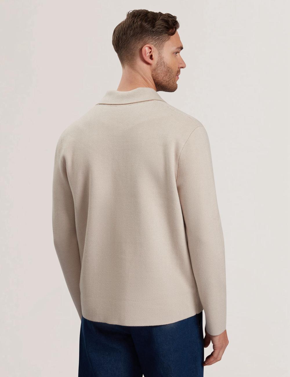 Taupe Men Ted Baker THIMON - Herringbone Knit Button-Up Jackets | NZ  RJYW-08543