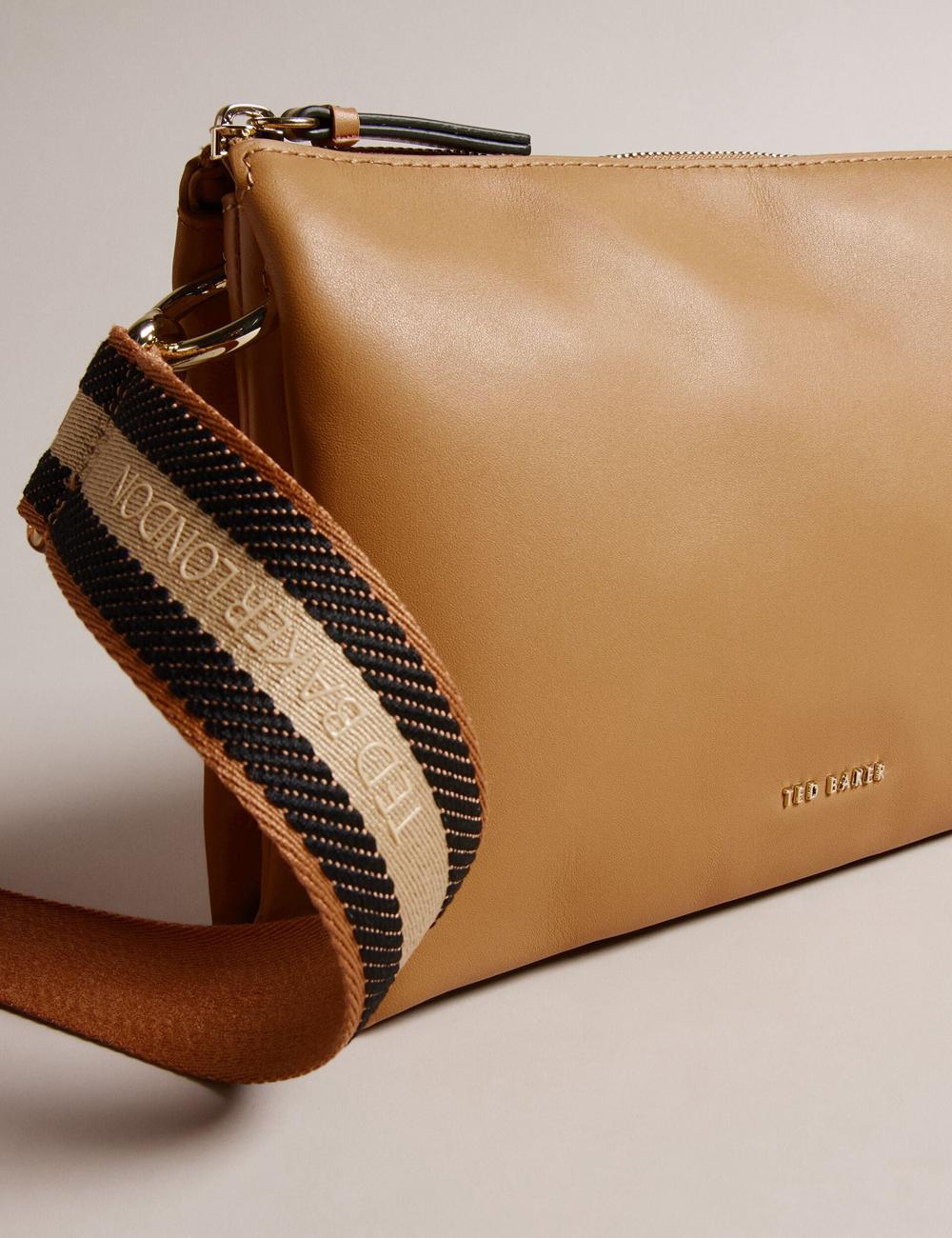 Taupe Women Ted Baker DARCEYY - Leather With Webbing Strap Crossbody Bags | NZ  LAJN-61950